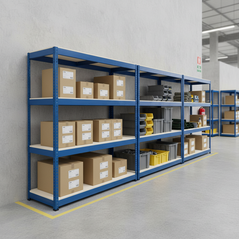 Heavy Duty Industrial Shelving - 1980mm High - 400kg Capacity - Blue Melamine