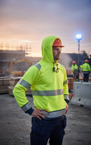 Premium High-Visibility Two-Tone Hoodie with Anti-Pill Fleece, Reflective Tape, and Breathable Design for Enhanced Comfort and Durability