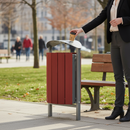 Premium 50L Litter Bin Made from Steel and Mahogany Stained Hardwood for Indoor and Outdoor Use