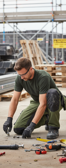 Premium Slim Fit Work Trousers with 4-Way Stretch Fabric and Abrasion Resistance in Khaki Green and Black