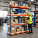 Premium Industrial Shelving - 1980mm High - 800kg Capacity - Melamine - Blue & Orange