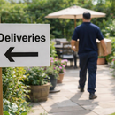 Deliveries Arrow Left Signs – 400mm x 300mm – Rigid Plastic – Indoor/Outdoor