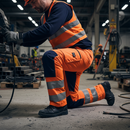 Premium Hi-Vis Trousers with Stretch Panels, Knee Pad Pockets, and EN ISO 20471 Certification for Enhanced Comfort and Safety