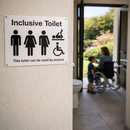 Inclusive Toilet Sign – 1mm Rigid Plastic – Indoor/Outdoor Use