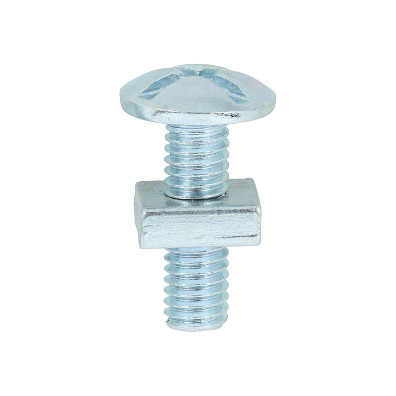 Roofing Bolts with Square Nuts - Zinc - M6 x 20