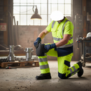 High-Performance ARC Flash & Fire Retardant Trousers with Kneepad Pockets - Hi-Vis Yellow/Dark Navy
