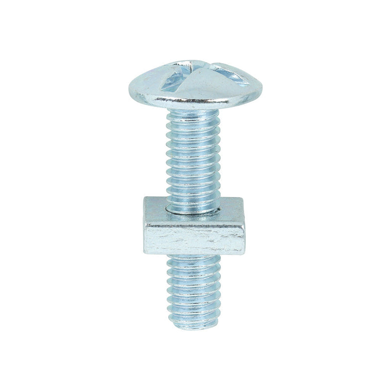 Roofing Bolts with Square Nuts - Zinc - M6 x 25