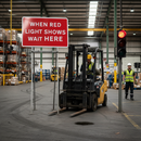 Professional Traffic Control Sign - When Red Light Shows Wait Here, 1050x750mm for Roadworks Safety
