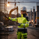 Premium Women's Hi-Vis Yellow/Navy Blue Arc Flash Softshell Jacket - Flame-Resistant, Water-Repellent, and Breathable Design