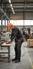 Premium Heavy Duty Combat Work Trousers with Adjustable Knee Pad Pockets and Tool Storage Features in Grey Meteorite