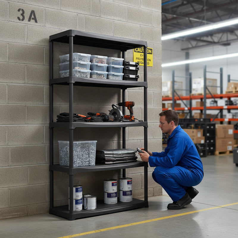 Premium Plastic Shelving Unit - 1760mm High - 20kg Capacity - Charcoal