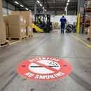 Premium Attention No Smoking Floor Sign - 430mm Slip-Resistant Vinyl for Workplace Safety Messaging