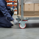 125mm Heavy Duty Braked Swivel Plate Castor with Red Polyurethane