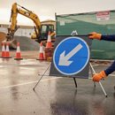 Premium Keep Left Roll-Up Traffic Sign - Lightweight, Chapter 8 Compliant with Steel Frame and PVC Face for Safety in Work Areas