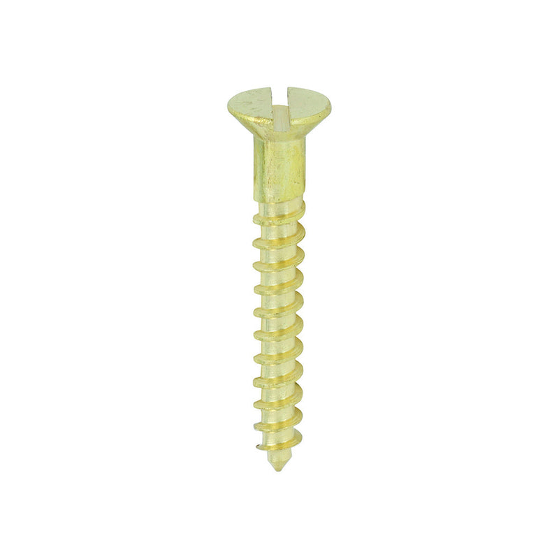 Solid Brass Timber Screws - SLOT - Countersunk - 8 x 1 1/4