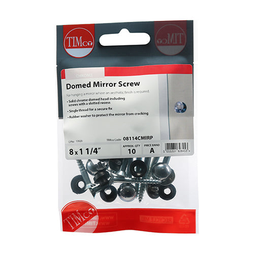 Mirror Screws - Zinc - Chrome Dome - 8 x 1 1/4