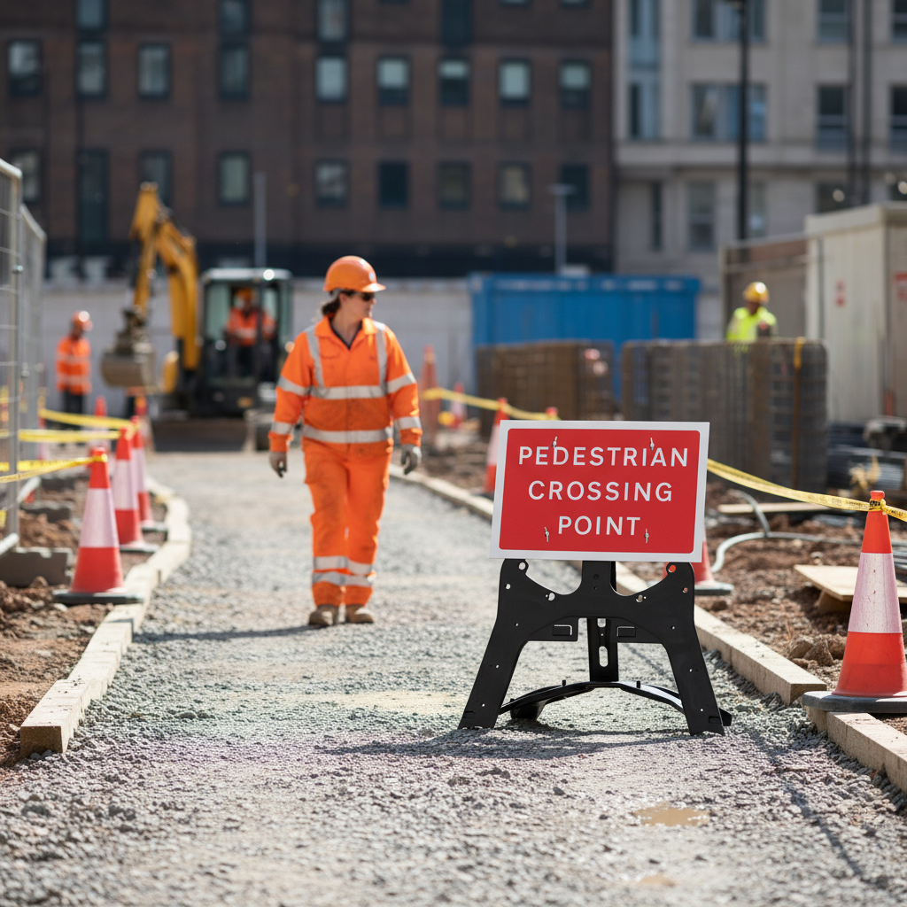Crossing Point Rally Sign Professional Pedestrian Crossing Point Sign 600x450mm with QuickFit Fr