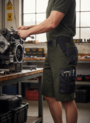 Premium Four-Way Stretch Cargo Work Shorts with Adjustable Waistband and Water-Repellent Fabric