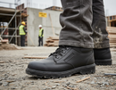 Premium Leather Mid Cut Boot with Steel Toe Cap, Shock Absorber Heel, and Slip Resistant Sole for Enhanced Safety
