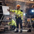 Heavy Duty Hi-Vis Yellow/Navy Blue Arc Flash & Fire Retardant Jacket with Inherent Flame Resistance and Smart Pocket Solutions