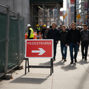 Professional Pedestrians' Arrow Right Quick Fit Sign 600x450mm with Durable Reflective Overlay for Safety