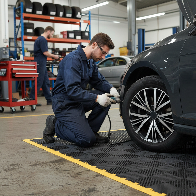 Premium Garage Floor Tiles Kit - Tread Plate Surface for Heavy Duty Use