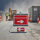 Premium Reversible Arrow Roll Up Sign - Durable Steel Frame with Reflective Face for Pedestrian Safety 600x450mm