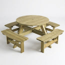 Round 8-Seater Picnic Table, Pressure-Treated Spruce Wood (view 2)