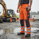Premium High-Visibility Rain Trousers - Waterproof, Lightweight, and Comfortable Fit for Outdoor Work