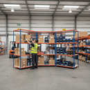 5x Heavy Duty Industrial Shelving - 1980mm High - 340kg Load Capacity - Blue & Orange