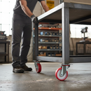 125mm Heavy Duty Swivel Plate Castor with Red Polyurethane Wheels