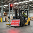 Premium Roll-Up Sign for Traffic Control - When Red Light Shows Wait Here, Durable Steel Frame & PVC Face, 1050x750mm