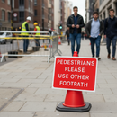 Professional Pedestrian Warning Sign for Footpath Closure - Lightweight, Scratch-Resistant Design, Fits 750mm and 1m Cones