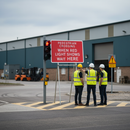 Professional Pedestrian Crossing Sign with Clear Wording for Safety - 1050x750mm Quick Fit Design