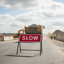 Professional Heavy Duty SLOW Road Sign - 1050x450mm Chapter 8 Compliant with Engineer Grade Retroreflective Face