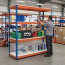 Heavy Duty Industrial Shelving - 1980mm High - 400kg Capacity - Melamine - Blue & Orange