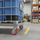 125mm Heavy Duty Fixed Plate Castor with Red Polyurethane Wheel