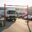 Professional Fixed Height Restriction Barrier - Freestanding Design with Galvanized Steel and Reflective Crossbar for Enhanced Visibility