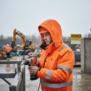Professional Hi-Vis Waterproof Hood with Breathable Material and Taped Seams for Industrial and Construction Use