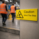 Braille Caution Mind The Step Sign – 300mm x 150mm – 1.5mm PVC – Indoor Safety