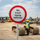 Professional Regulatory No Track Laying Vehicles Post Mount Sign - Available in Multiple Sizes for Road Safety