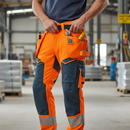 High-Performance Trousers with Holster Pockets - Hi-Vis Orange/Dark Petroleum
