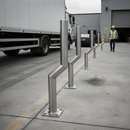 Premium Heavy Duty Cranked Bollards - Brushed Stainless Steel with Impact Resistance and Flat Top Design for Enhanced Security