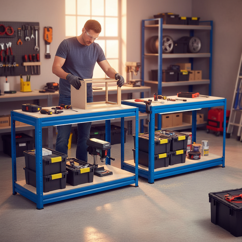 Premium Heavy Duty Workbenches - 870mm High - 600kg Capacity - Blue