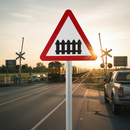 Professional Gated or Barrier Level Crossing Post Mounted Sign for Road Safety - 450mm to 1500mm Sizes Available