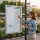 Premium Weatherproof Timetable Display Case for Bus Shelters - A2 Size with Lockable Door and Anodised Aluminium Construction