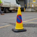 Professional No Waiting Traffic Cone with Reflective Symbol for Private Use - Durable PVC Base and Vibrant Yellow Design