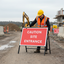 Premium Chapter 8 Compliant Site Entrance Sign - 1050x750mm Metal Road Sign with Retroreflective Face