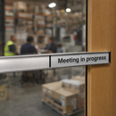 Meeting In Progress Door Slider Sign – 300mm x 40mm – Anodised Aluminium – Office Privacy