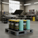 Premium 2 Litre Tubs of 100 Large Heavy Duty Textured Wrapped with 24cm Dry Wiper Roll (Full Box of 6)